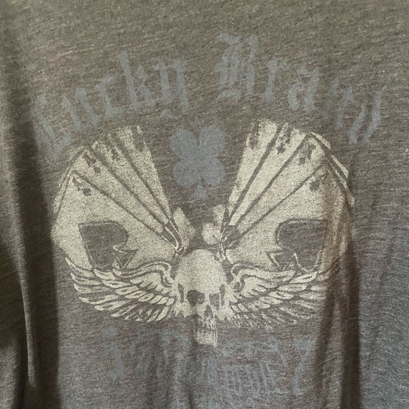 Lucky Brand Men’s XL Graphic Tee Skull Wings Shamrock Gray Short Sleeve T-Shirt - Picture 3 of 8